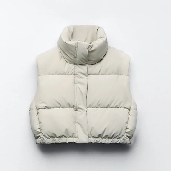 Zara Rubberized Cropped Vest in Cream size XS - Picture 2 of 8